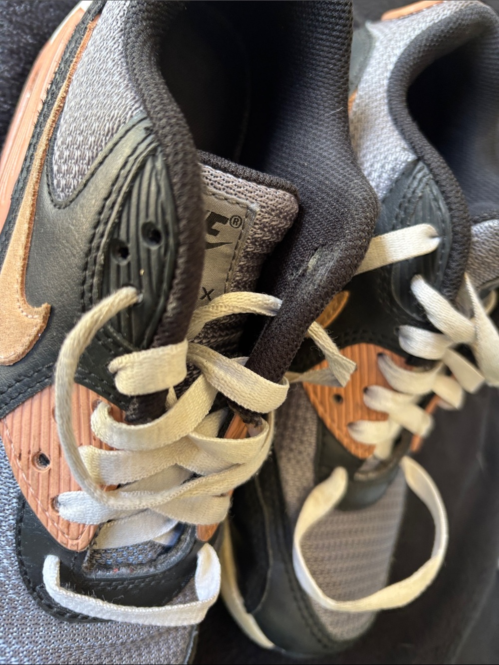 Nike Air Max black gray tan and cream low-top sneakers. BQ8748-991.